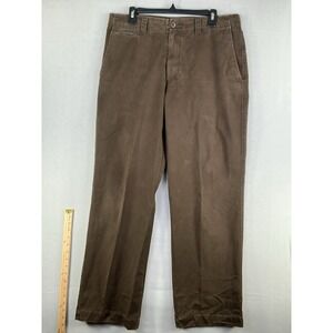 Merona Men's 34x32 Brown Flat Front Chino Pants Cotton Casual